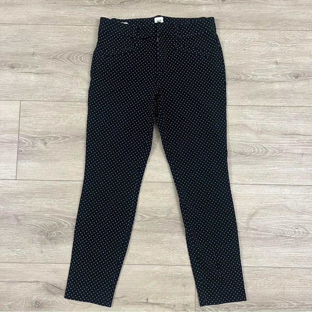 Gap Skinny Ankle Pants Size 2R Black Womens Stretch Polka Dot 24X26